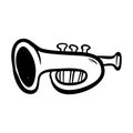 Horn trumpet doodle icon vector