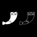 Horn viking icon set white color illustration flat style simple image