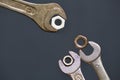 Horn wrenches with nuts. Horn wrench with nut. Imitation of feeding chicks