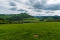 Horna Poruba village with hills of Strazovske vrchy mountains around in Slovakia