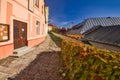 Horna Ruzova street in Banska Stiavnica town during autumNew Castle in Banska Stiavnica town during autumn Royalty Free Stock Photo