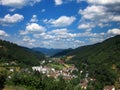 Hornberg from birdview on suny summer day, town in Black forest, Germany