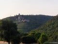 Hornberg Castle near Hassmersheim over Neckar River in the evening with reflections Royalty Free Stock Photo