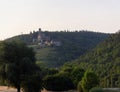 Hornberg Castle near Hassmersheim over Neckar River in the evening with reflections