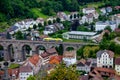 Hornberg railway viaduct with train, Baden Wurttemberg, Germany