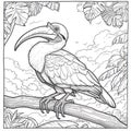 hornbill bird drawing Coloring book page