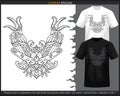 Hornbill bird mandala arts isolated on black and white t shirt Royalty Free Stock Photo