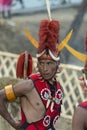 Hornbill Festival.Nagaland,India:1st December 2013 : Naga Tribal Man with a colourful headgear at Hornbill Festival. Royalty Free Stock Photo