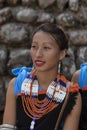 Hornbill Festival.Nagaland,India:1st December 2013 : Naga Tribals Lady in a traditional Attire at Hornbill Festival Royalty Free Stock Photo