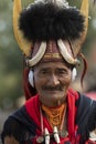 Hornbill Festival.Nagaland,India:1st December 2013 : Portrait of a senior Naga Tribal man at Hornbill Festival Royalty Free Stock Photo