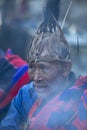 Hornbill Festival.Nagaland,India:1st December 2013 : Senior Naga Tribal Candid Portrait at Hornbill Festival.
