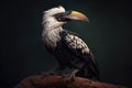 Hornbilled hornbill sitting on a branch in a zoo Generative AI animal ai