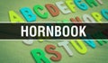 Hornbook with Back to school Education concept background. Abstract Education background with Colorful pencil crayons and Hornbook