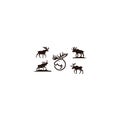 Horned Animals Silhouette Collection Deer Stag Moose Caribou