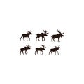 Horned Animals Silhouette Collection Deer Stag Moose Caribou