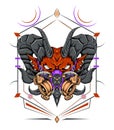 DEVIL ghost apocalypse mask demon with ornament background. Detailed illustration