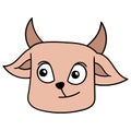 Horned brown goat head, doodle icon drawing Royalty Free Stock Photo
