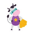 Horned Cow Animal Superhero Dressed in Mask and Cape Vector Illustration