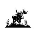Horned Elk, moose - Wildlife - mountain Silhouettes, vector