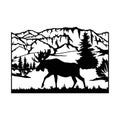 Horned Elk, moose - Wildlife Stencils - mountain Silhouettes, vector