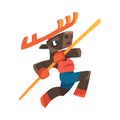 Horned Elk in Sportswear Pole Vaulting or Jumping Doing Sport Vector Illustration Royalty Free Stock Photo