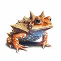 Horned frog with spikes on its back