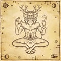 Horned god Cernunnos . Mysticism, esoteric, paganism, occultism.