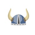 Horned helmet of Viking. Armor of Scandinavian barbarian.