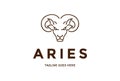 Horned Lamb Goat Sheep Head for Aries Zodiac Logo Design Vector