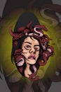 Horned medusa head vector illustration Royalty Free Stock Photo