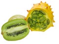 Horned melon fruit and kiwi Royalty Free Stock Photo
