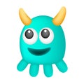 Horned squid monster smiling happily, doodle icon image kawaii