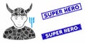 Horned Warrior Mosaic and Grunge Rectangle Super Hero Watermarks