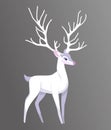 Horned White Deer, elegant and Statuesque animal. Vector element to complement the design in illustrations and books or