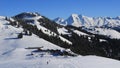 Horneggli Berghaus and ski slopes. Royalty Free Stock Photo