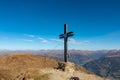 Hornischegg - Summit cross of mount Hornischegg (Monte Arnese) in Carnic Alps, border Austria Italy, EU. Royalty Free Stock Photo