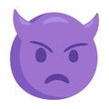 Horns Angry Sign Emoji Icon Illustration. Sad Devil Vector Symbol Emoticon Design Clip Art Sign Comic Style.