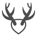 Horns as trophy solid icon, hunting and decoration concept, mounted antlers horn vector sign on white background, glyph