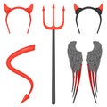 Devil costume accessories for halloween isolated