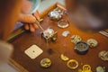 Horologist repairing a watch Royalty Free Stock Photo