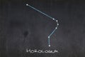 Horologium constellation drawn on a blackboard