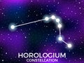 Horologium constellation. Starry night sky. Zodiac sign. Cluster of stars and galaxies. Deep space. Vector