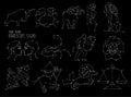 Hand draw horoscope symbols, all Zodiac signs in constellation style with line and stars on black background. Collection Royalty Free Stock Photo