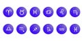 Horoscope astrology line stylized symbol set. Set and collection of zodiac signs in blue circles. Royalty Free Stock Photo