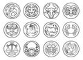 Horoscope astrology zodiac star signs icon set