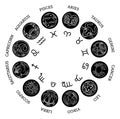 Horoscope astrology zodiac star signs symbols set Royalty Free Stock Photo