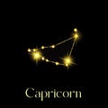 Horoscope Capricorn Constellations of the zodiac sign from a golden texture on a black background Royalty Free Stock Photo