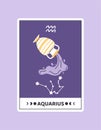 Horoscope card with Aquarius vector concept