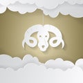 Horoscope paper cut style. Concept for Aries. Vector illustration Royalty Free Stock Photo