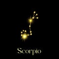 Horoscope Scorpio Constellations of the zodiac sign from a golden texture on a black background Royalty Free Stock Photo